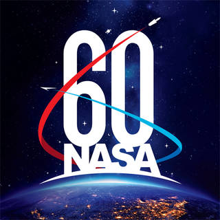 لوگوی رسمی به مناسبت شصتمین سالگرد تاسیس ناسا به عنوان آژانس دولتی ایالات متحده