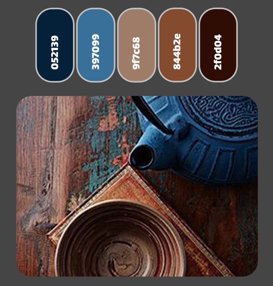 بین 10 پالت رنگی لوکس این پالت رنگی باشکوه ترکیب خالی از زرق و برقی است اما عظمت بسیار زیادی را به طراحی شما اضافه میکند.
