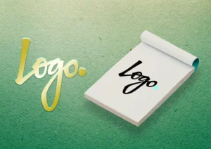 موکاپ لوگو روی دفترچه یک موکاپ لایه باز فتوشاپی با انعطاف پذیزی مناسب برای ارائه جذاب لوگوهای طراحی شده ی شماست.